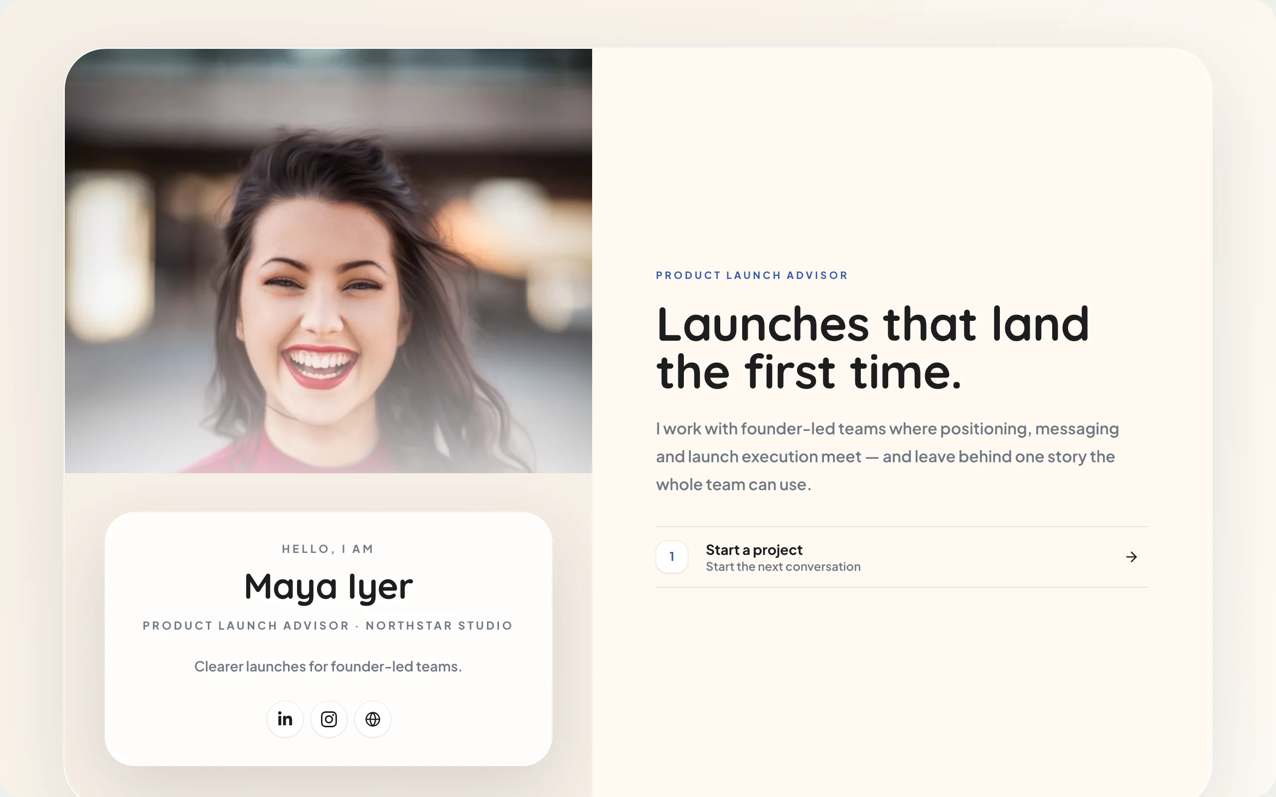 A published Pubtact about page, as visitors see it in a desktop browser