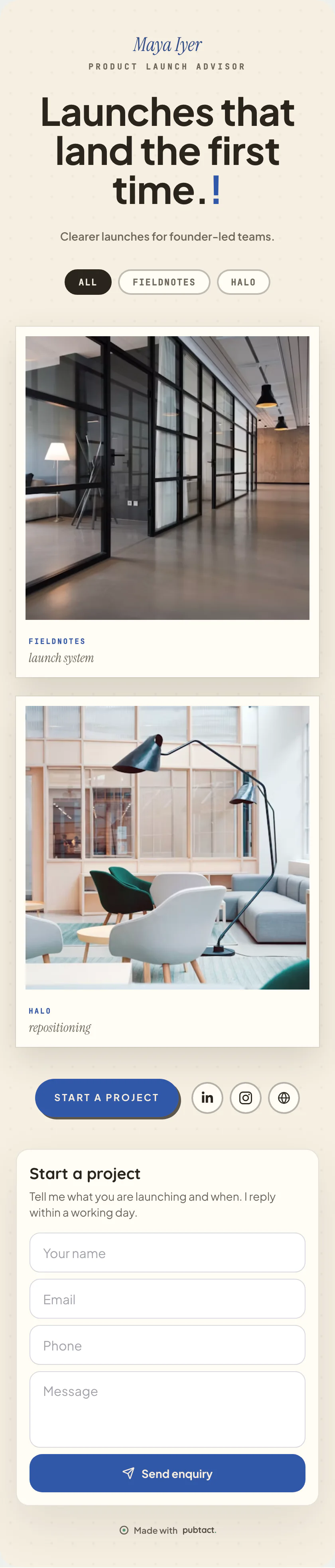 Paper Atelier: a published Pubtact about page, top to bottom