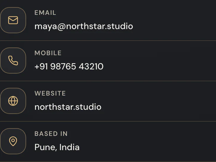 The ways to reach you block on Signature