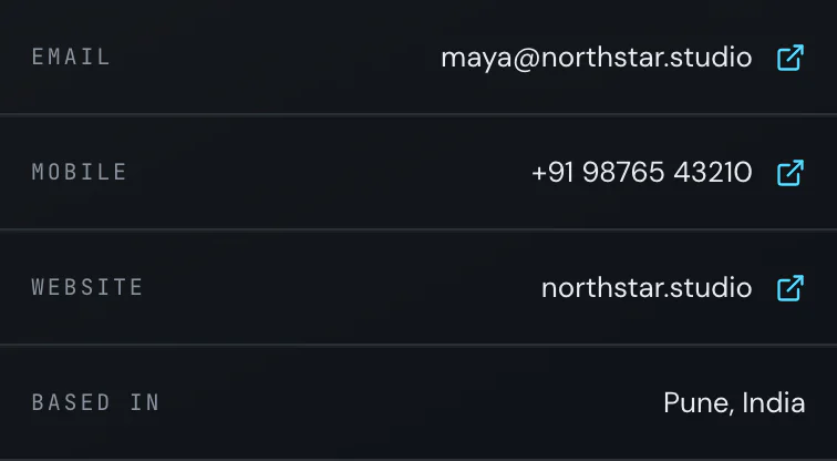 The ways to reach you block on Futuristic