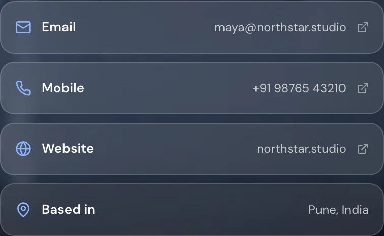 The ways to reach you block on Glass