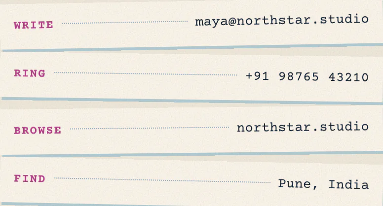 The ways to reach you block on Riso Zine