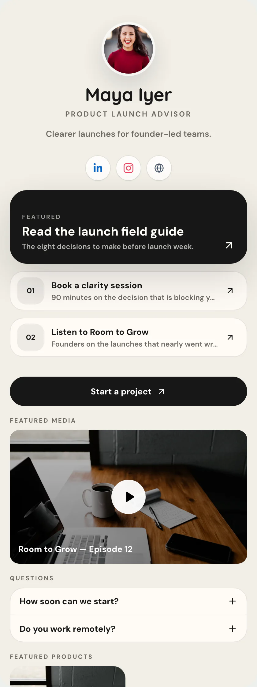 A published Pubtact link page