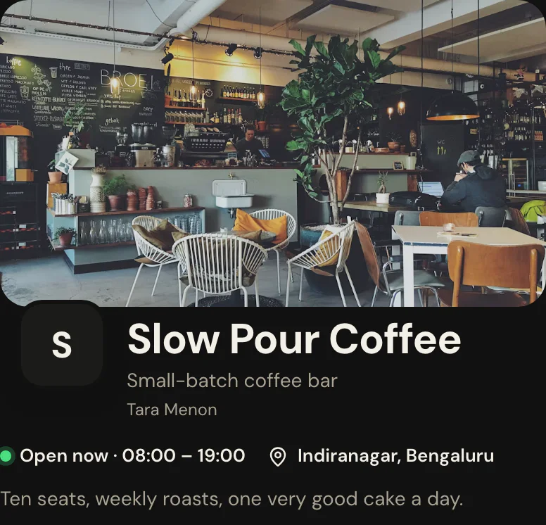 The your name and face block on Cafe + Bar