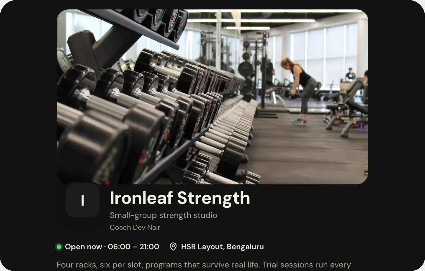 Fitness + Coaching at desktop width