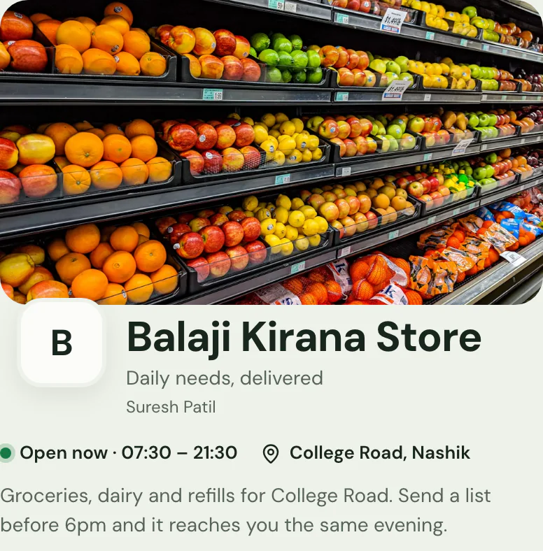 The your name and face block on Kirana + General Store