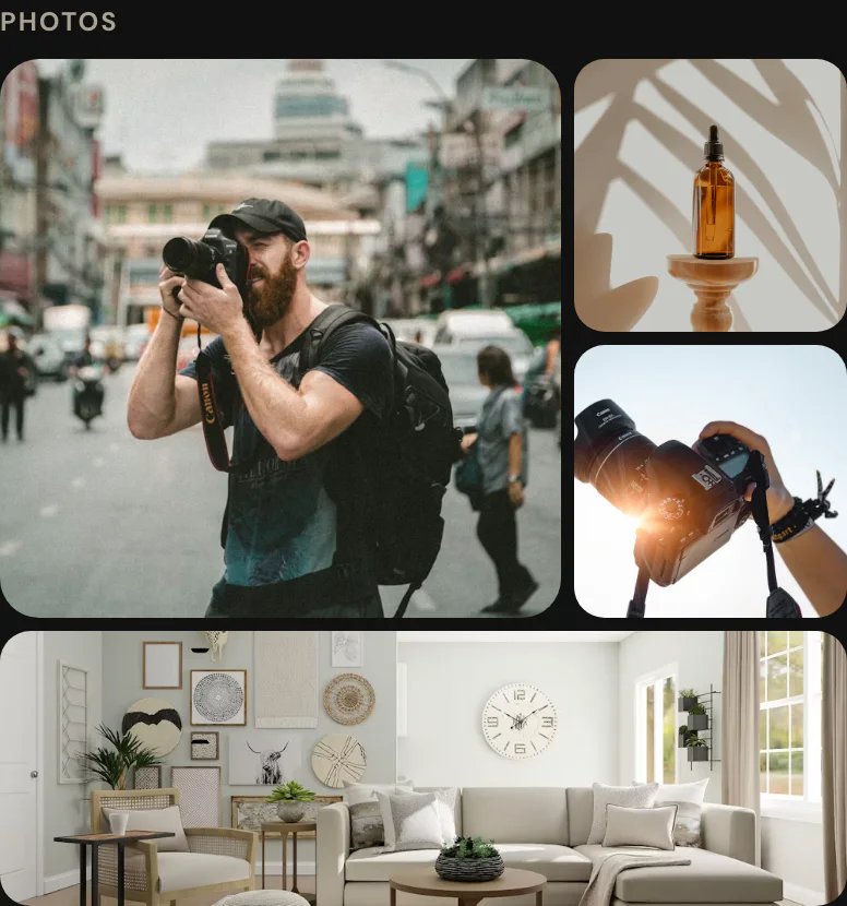 The your work in pictures block on Photography Studio