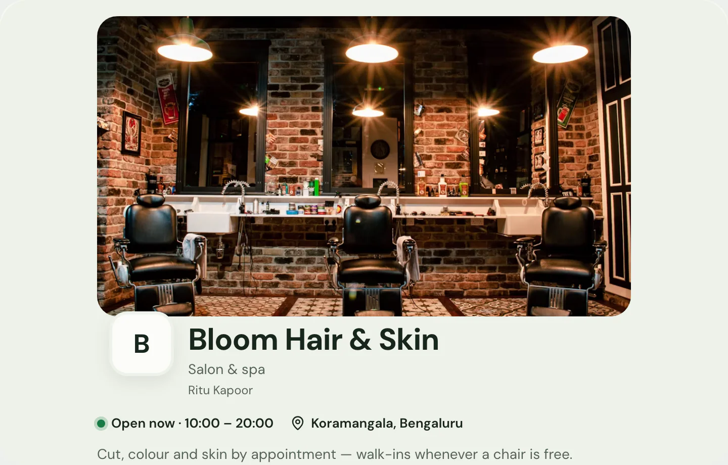 Salon + Spa at desktop width